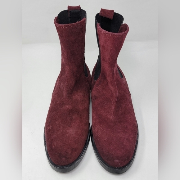Emanuele Crasto Women's Sz 40 Mid Calf Burgundy Leather Boots Made In Italy New - Picture 4 of 9